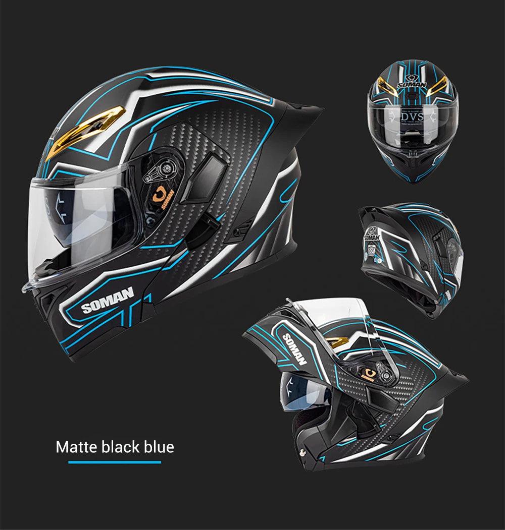 Motorcycle Helmet Double Lens Full Face Helmet Wear-Resistant Head Protection Anti-Slip Motocross Kask Breathable Casco Capacete - Franklyn & Page Emporium