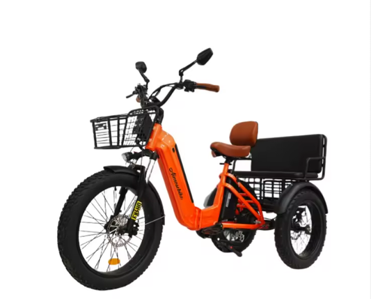 NEW*3 Wheel Electric Bike With Rear Passenger Seat Front 24 Inch Rear 20 Inch 4.0 Fat Tire Adult E-Tricycle
