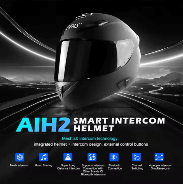 EJEAS AIH2 smart off-road casco built-in bluetooth headset universal Full Face Helmet wireless Motorcycle Bluetooth Helmet