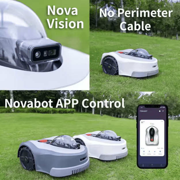 NOVABOT Robot Lawn Mower,Wire Free RTK,TOF,AI Vision,Auto Mapping,Virtual Boundary,Multi-Zone Management