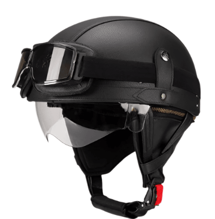 Vintage Black Motorcycle Helmet Retro Half Helmet Shell Matte Motorbike Protection Safety Cap Cascos Para Motos - Franklyn & Page Electric and Robotics Emporium