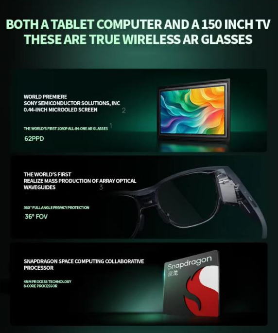 2025 New INMO AIR3 AR Glasses – Wireless, Full-Color, 1080P Camera, All-in-One AR/VR Glasses Compatible with Android & iPhone