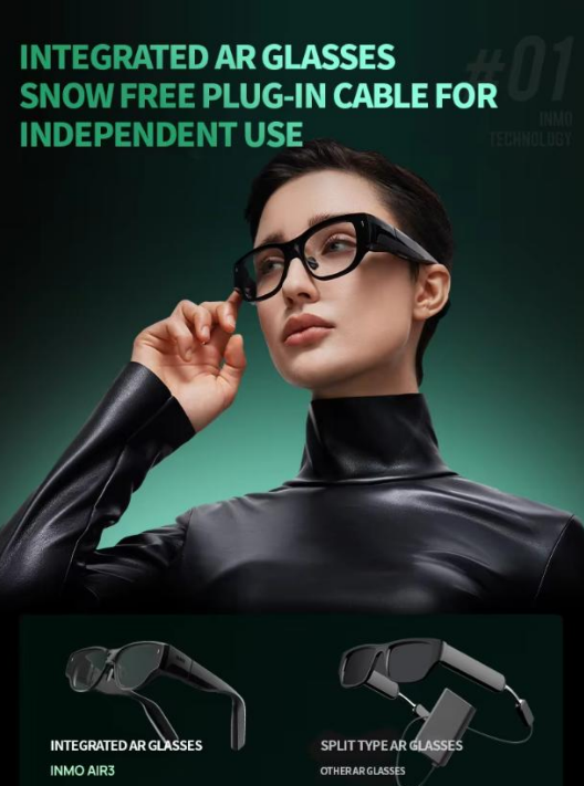2025 New INMO AIR3 AR Glasses – Wireless, Full-Color, 1080P Camera, All-in-One AR/VR Glasses Compatible with Android & iPhone
