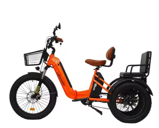 NEW*3 Wheel Electric Bike With Rear Passenger Seat Front 24 Inch Rear 20 Inch 4.0 Fat Tire Adult E-Tricycle