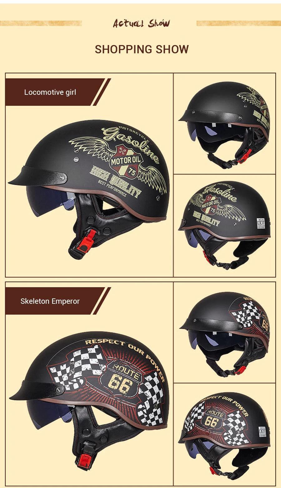 Retro Motorbike Helmet Summer Men Motorbike Riding Protective Helmet Women Motorcycle Half Helmet