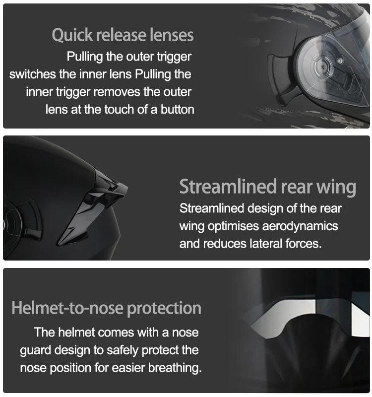 Premium DOT Approved Helmets Crash Motorbike Protective Gear Men Women Flip Up Helmet Motorcycle Visor - Franklyn & Page Emporium