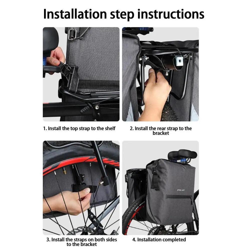 Portable Waterproof Bicycle Carrier Bag 28L Rear Rack Trunk Bike Luggage Carrier Tail Seat Pannier Portable Double Bike Bag - Franklyn & Page Emporium