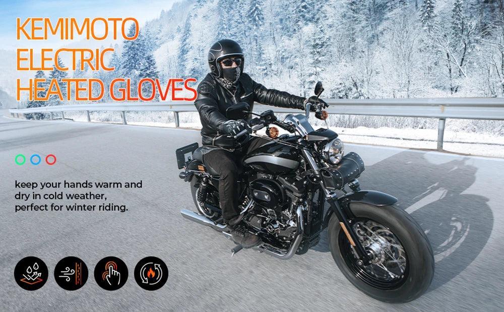 Heated Motorcycle Gloves for Winter riding Bike Thermal Gloves Warm Waterproof Rechargeable USB - Franklyn & Page Emporium