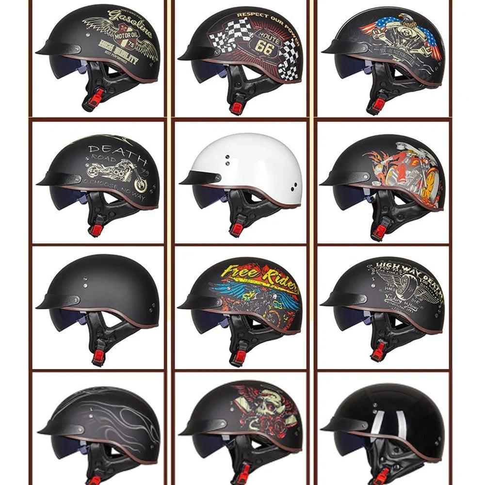 Retro Motorbike Helmet Summer Men Motorbike Riding Protective Helmet Women Motorcycle Half Helmet