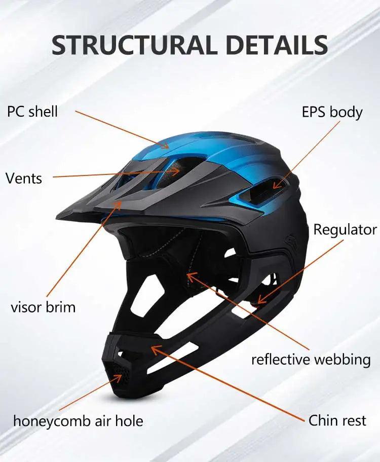 Bicycle Bike Helmet Full Face Detachable One-piece - Franklyn & Page Emporium