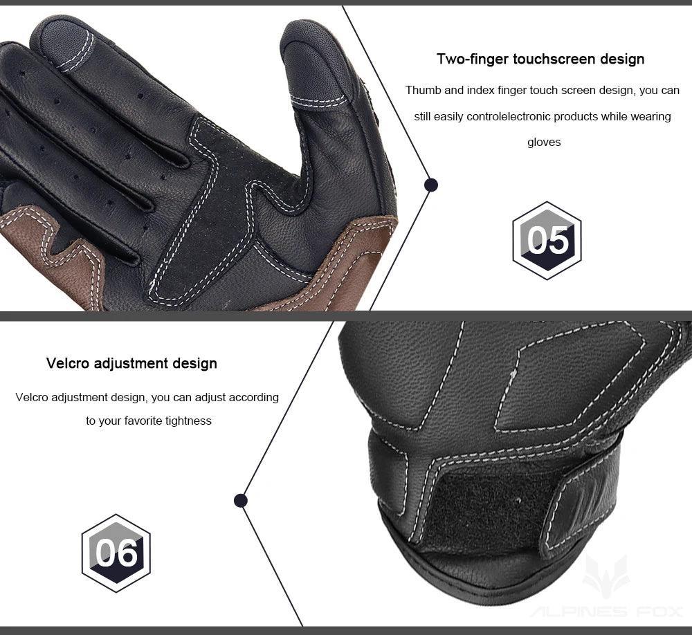 Brown Vintage Leather Motorcycle Gloves Men CE Certification Motorbike Riding Touch Screen Motocross Moto Racing Biker Glove XXL