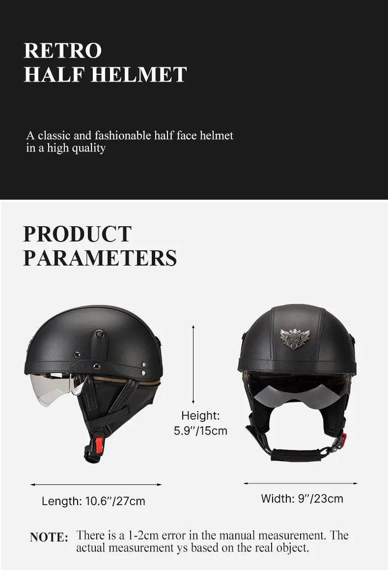 Vintage Black Motorcycle Helmet Retro Half Helmet Shell Matte Motorbike Protection Safety Cap Cascos Para Motos