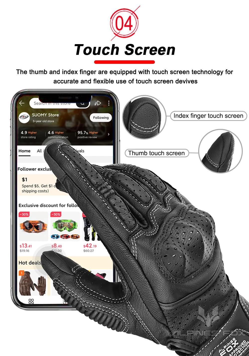 Brown Vintage Leather Motorcycle Gloves Men CE Certification Motorbike Riding Touch Screen Motocross Moto Racing Biker Glove XXL