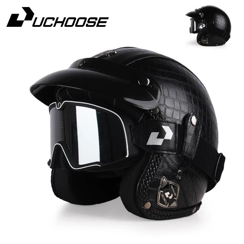 DOT Open Face Three Quarters Casco Moto Motorcycle Accessories Men Moto Helmets Certificated Retro Motorcycle Helmet Free Goggle