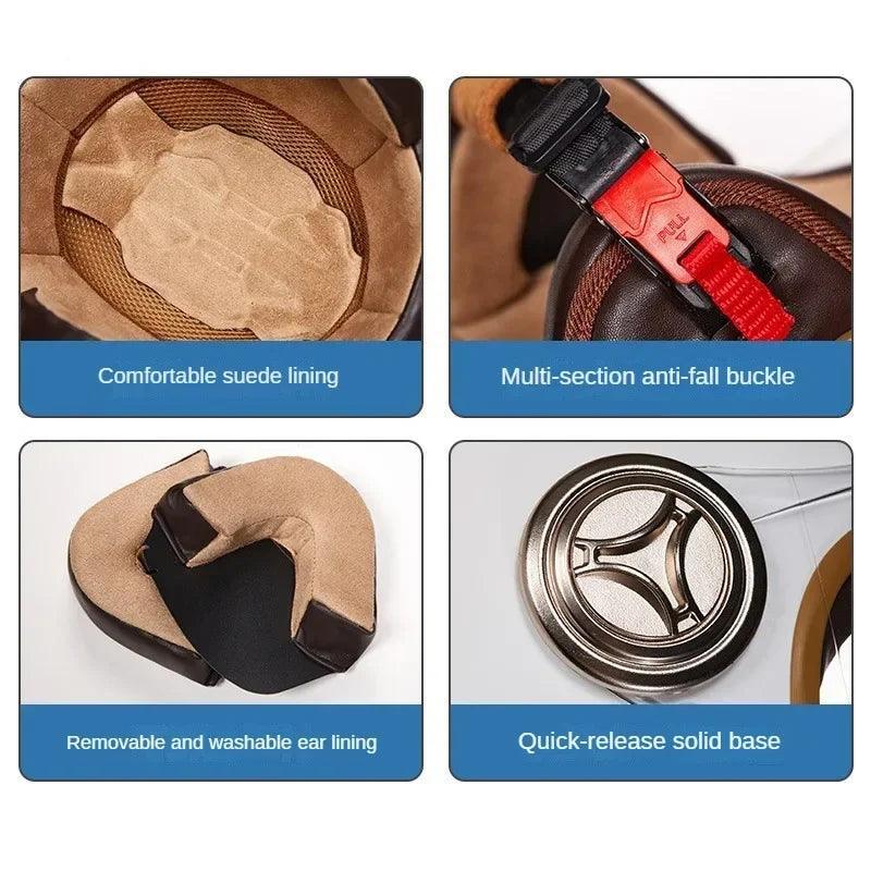 Vintage Electric Motorcycle Helmet Vintage Casque Anti Mist Hat Men's and Women's Skateboarding Warm Helmet Winter Safety Helmet - Franklyn & Page Emporium