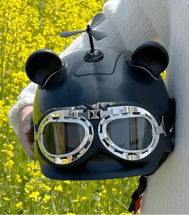 Motorcycle Helmet German Leather Style Pilot Motorcycle Open Face Retro Half Helmet Cruise Chopper Biker Helmet