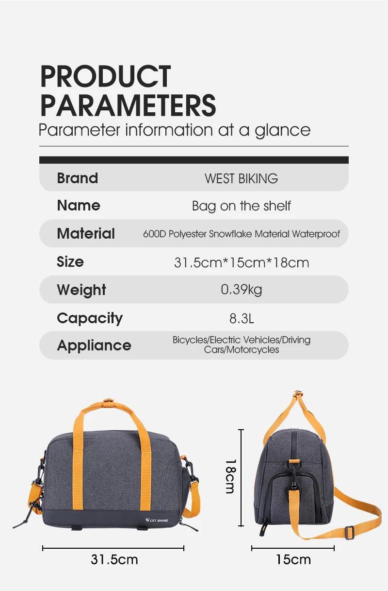 Waterproof MTB Bike Pannier Bag 8.3L Bike Trunk Bag Cycling Bicycle Rear Rack Storage Luggage Bag Shoulder Bag - Franklyn & Page Emporium