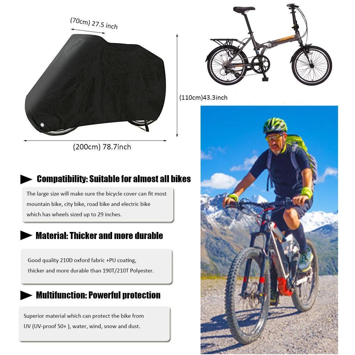 Bike Cover 210D Oxford Outdoor Storage Waterproof & Anti-UV Bicycle Cover with Waterproof Membrane for one or Two Bicycles - Franklyn & Page E-Bike Emporium