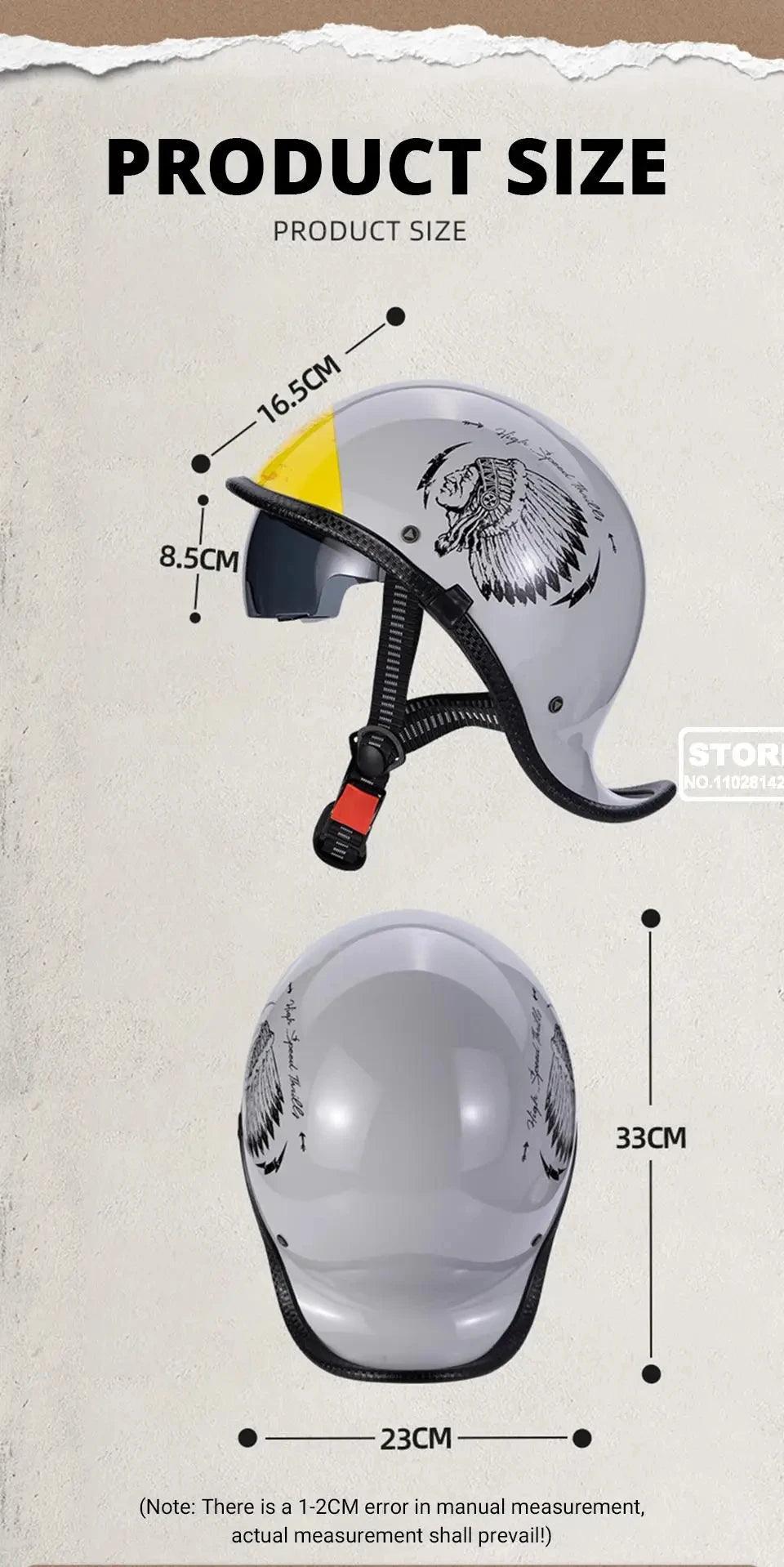 Retro Helmet Half Face Windshield Motorcycle Helmet Men Women Scooter Casco Motorbike Cycling Helmet ABS Material