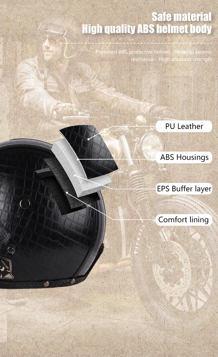 DOT Open Face Three Quarters Casco Moto Motorcycle Accessories Men Moto Helmets Certificated Retro Motorcycle Helmet Free Goggle