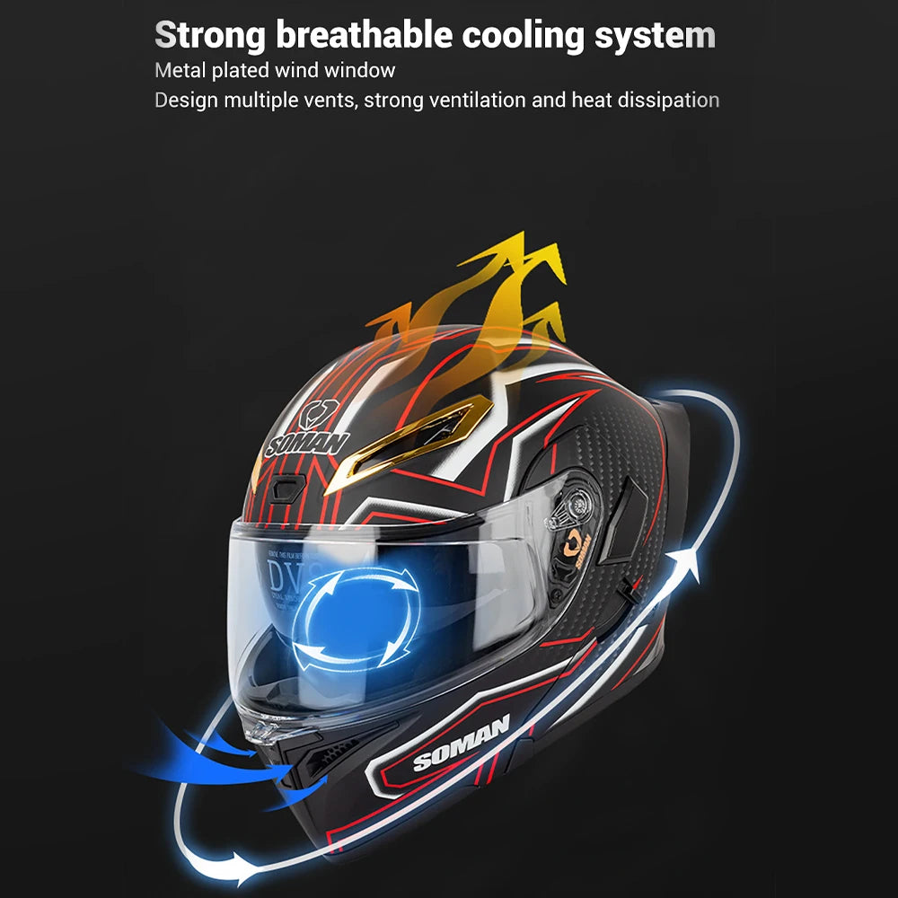 Motorcycle Helmet Double Lens Full Face Helmet Wear-Resistant Head Protection Anti-Slip Motocross Kask Breathable Casco Capacete - Franklyn & Page Emporium