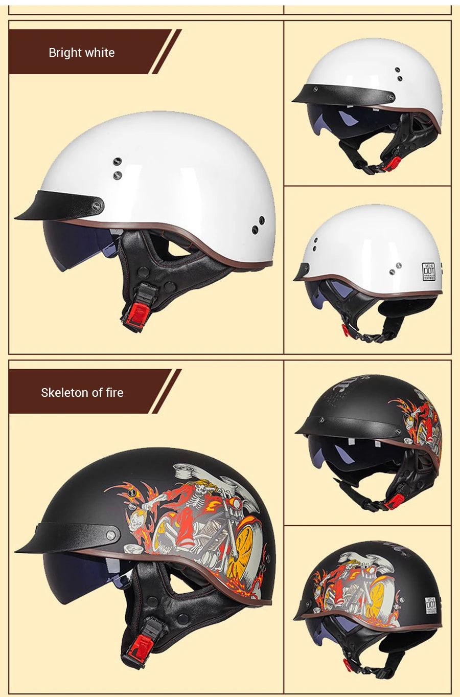 Retro Motorbike Helmet Summer Men Motorbike Riding Protective Helmet Women Motorcycle Half Helmet