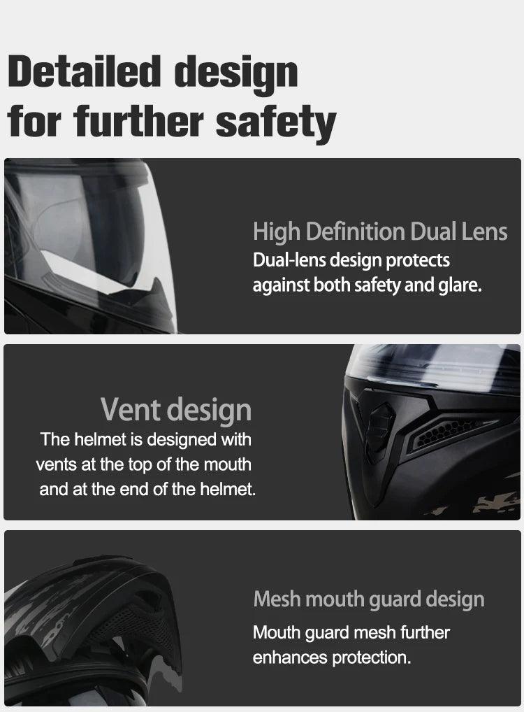 Premium DOT Approved Helmets Crash Motorbike Protective Gear Men Women Flip Up Helmet Motorcycle Visor - Franklyn & Page Emporium