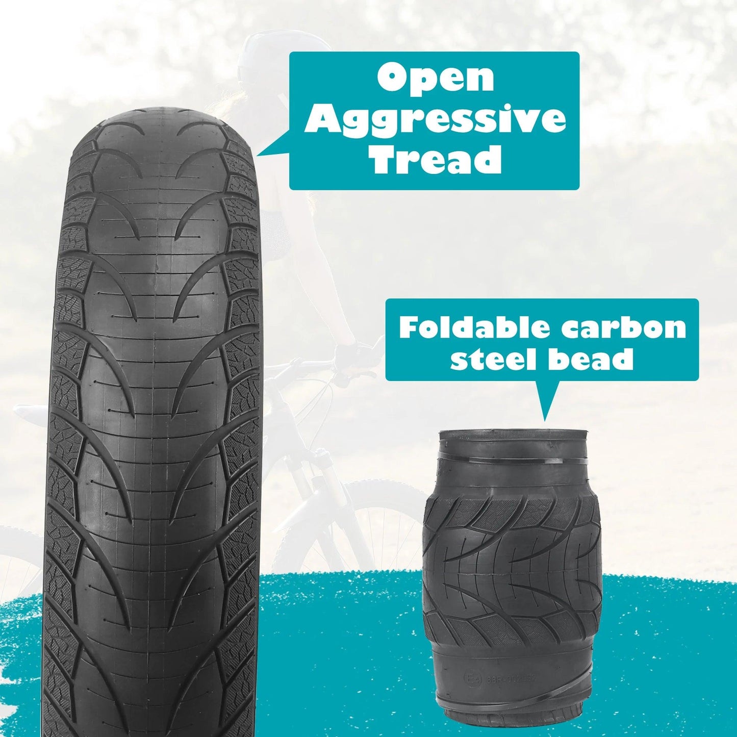 ZUKKA E Bike Fat Tire 20x 4.0 Fat Tire Heavy Duty High-Performance Wear-Resistant E-Bike Mountain Snow Bike Tire Black - Franklyn & Page Emporium