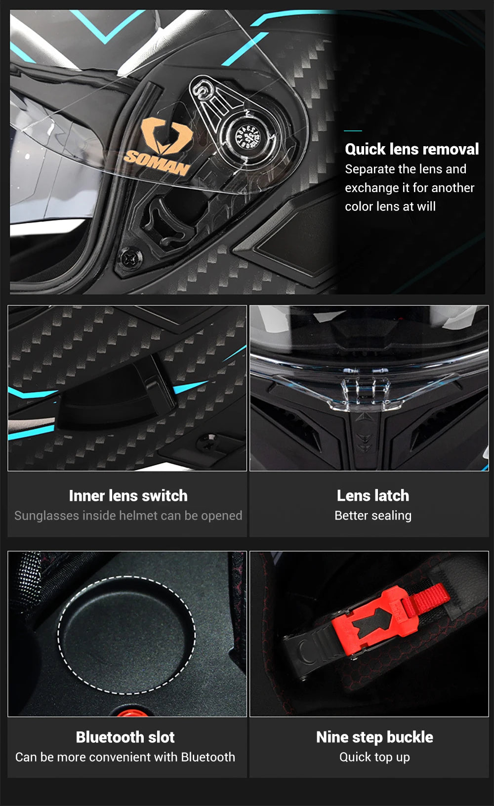 Motorcycle Helmet Double Lens Full Face Helmet Wear-Resistant Head Protection Anti-Slip Motocross Kask Breathable Casco Capacete - Franklyn & Page Emporium