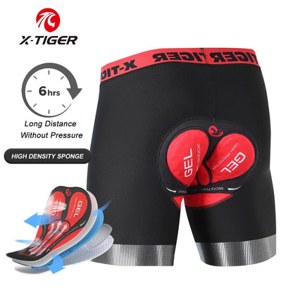 X-TIGER Men's Cycling Underwear Shorts 5D Padded Sports Riding Bike Bicycle MTB Liner Shorts with Anti-Slip Leg Grips
