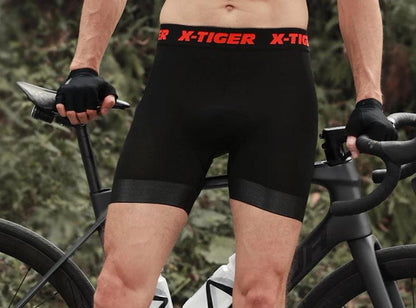 X-TIGER Men's Cycling Underwear Shorts 5D Padded Sports Riding Bike Bicycle MTB Liner Shorts with Anti-Slip Leg Grips