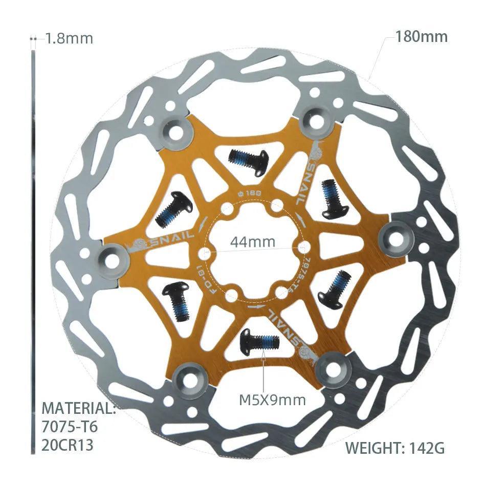 Snail Floating Disc Mountain Bike Cooling Floating Disc Ultra-light Six Pin Disc Brake Disc 160 180 203mm Accessories