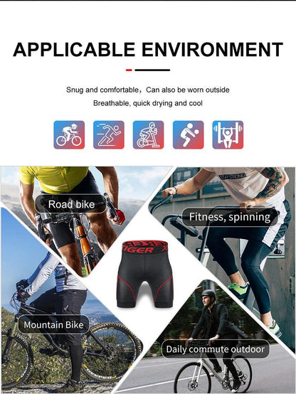 X-TIGER Men's Cycling Underwear Shorts 5D Padded Sports Riding Bike Bicycle MTB Liner Shorts with Anti-Slip Leg Grips