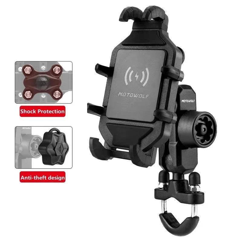 Bike Wireless Charging Phone Holder Cradle 3.0 Quick Charger GPS Moto Support Cellphone Handlebar Mount for 4-7 inch Phone - Franklyn & Page Emporium