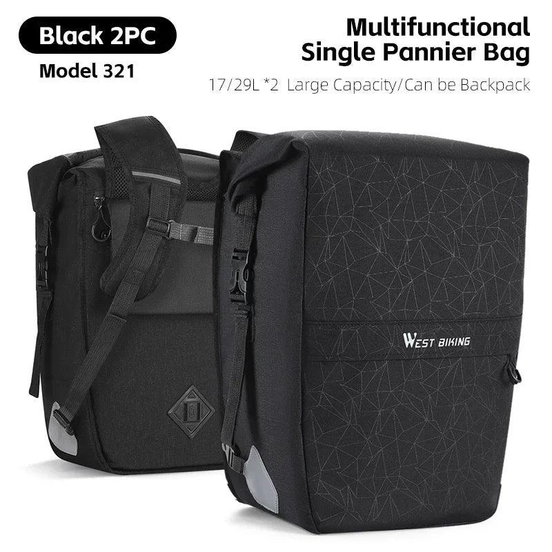 WEST BIKING Full Waterproof Bicycle Pannier 25L Large Capacity Bike Rack Bag Long Travel Cycling Bag MTB Road Bike Accessories - Franklyn & Page Emporium