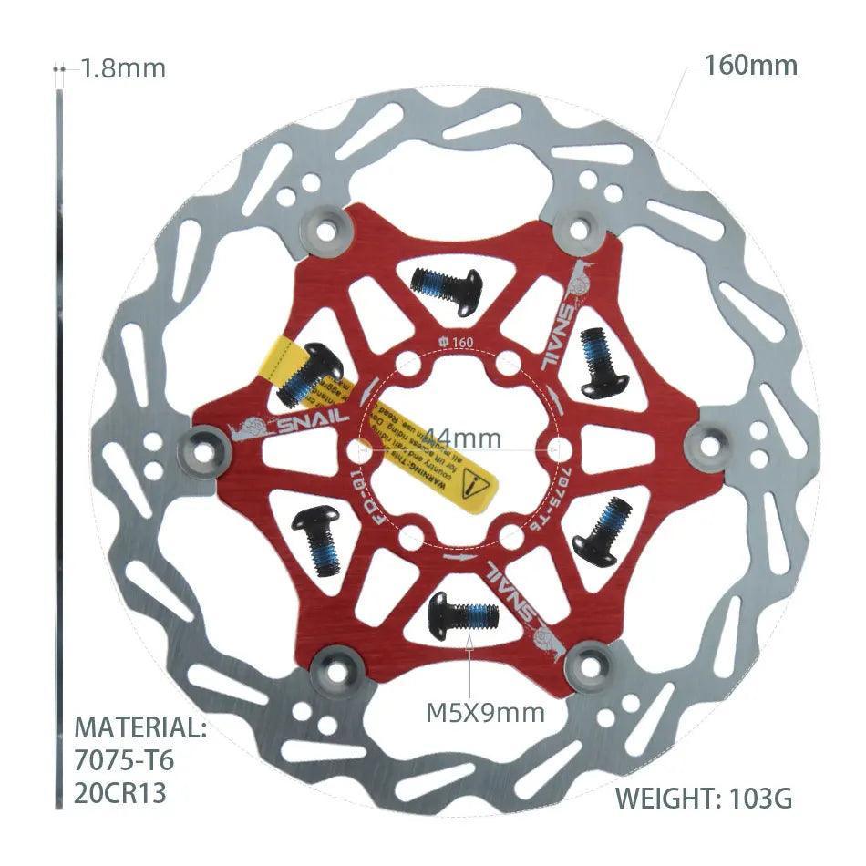 Snail Floating Disc Mountain Bike Cooling Floating Disc Ultra-light Six Pin Disc Brake Disc 160 180 203mm Accessories