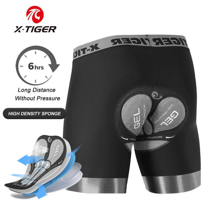 X-TIGER Men's Cycling Underwear Shorts 5D Padded Sports Riding Bike Bicycle MTB Liner Shorts with Anti-Slip Leg Grips