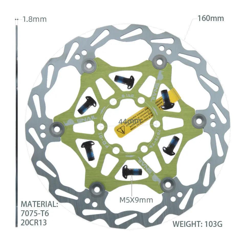 Snail Floating Disc Mountain Bike Cooling Floating Disc Ultra-light Six Pin Disc Brake Disc 160 180 203mm Accessories