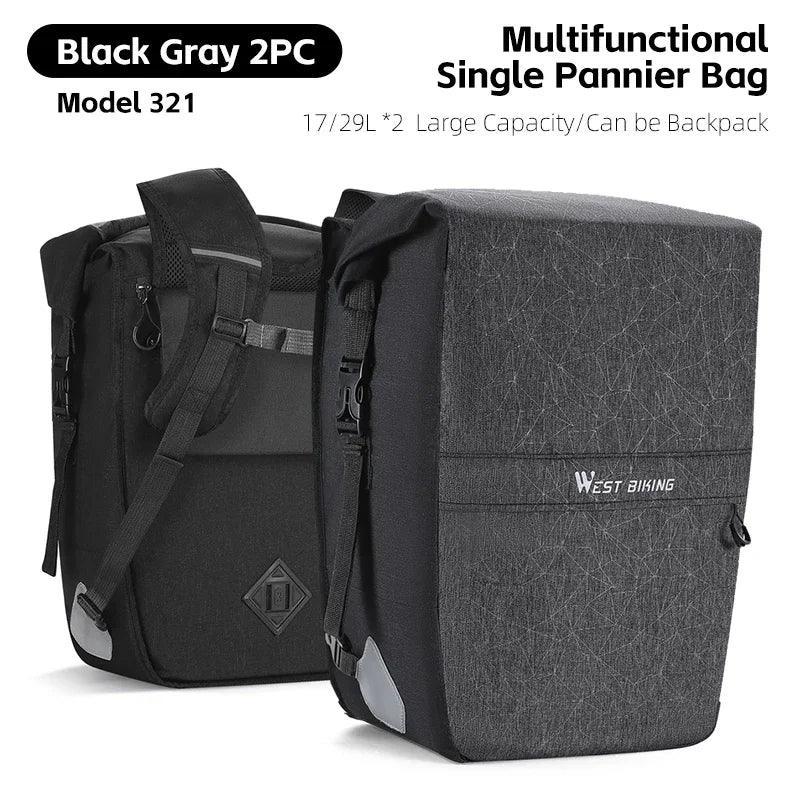 WEST BIKING Multifunctional Bicycle Pannier 17/29L Waterproof Bike Bag Double Side Luggage Rack Shoulder Bag Cycling Backpack - Franklyn & Page Emporium