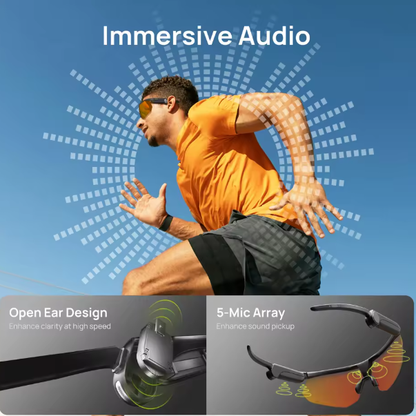 Smart AI Sports Glasses with HD Ultra-Wide Camera, Windproof Pro Goggles for Outdoor Cycling, Running & Action Sports