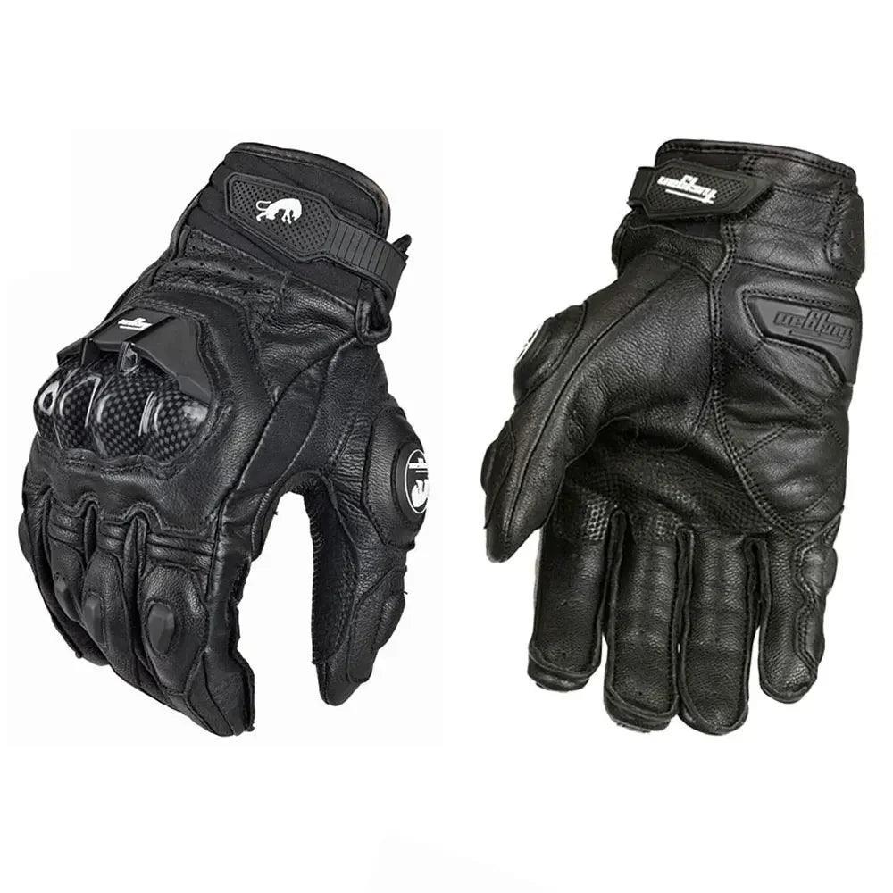 Leather Motorcycle Gloves Black White Red Racing Genuine Leather Motorbike Road Racing Team Glove Summer Winter Rider Gloves