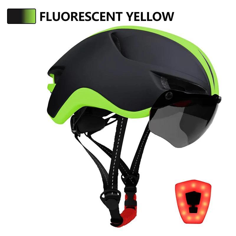 Eastinear 2023 New Road Mountain Bike Helmet Adult Men's Outdoor Sports Cycling Safety Hat With LED Charging Taillight Goggles