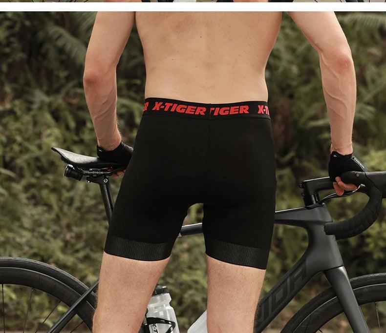 X-TIGER Men's Cycling Underwear Shorts 5D Padded Sports Riding Bike Bicycle MTB Liner Shorts with Anti-Slip Leg Grips