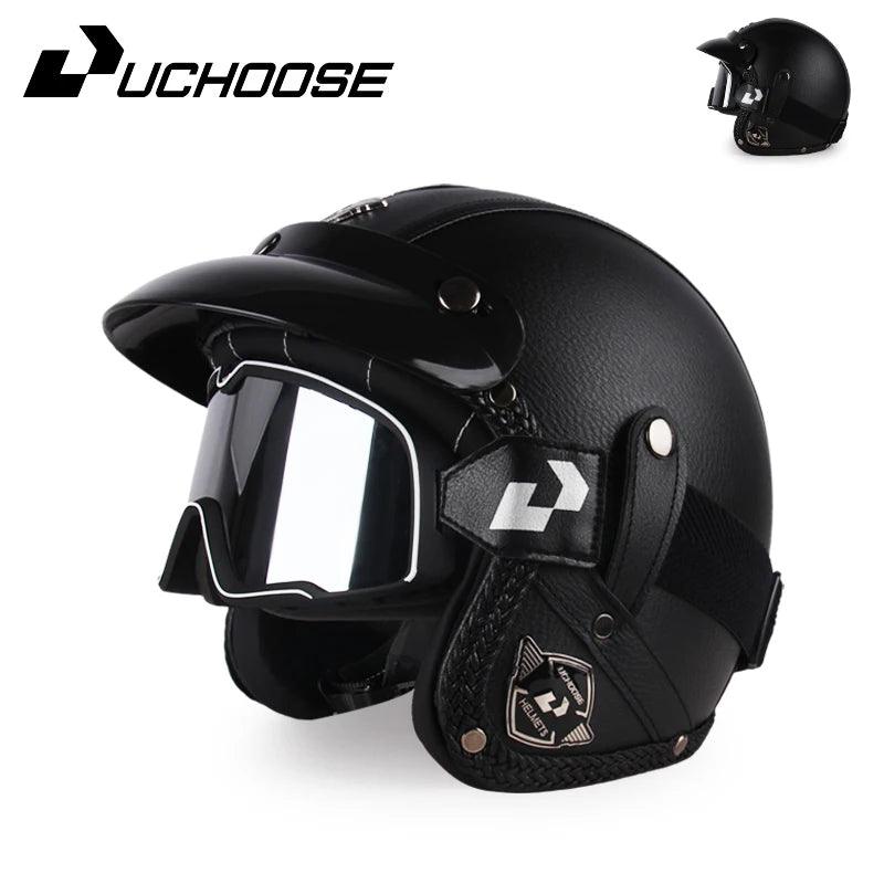 DOT Open Face Three Quarters Casco Moto Motorcycle Accessories Men Moto Helmets Certificated Retro Motorcycle Helmet Free Goggle