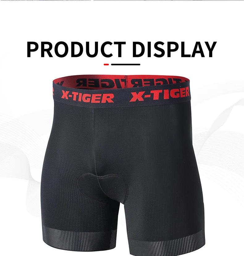 X-TIGER Men's Cycling Underwear Shorts 5D Padded Sports Riding Bike Bicycle MTB Liner Shorts with Anti-Slip Leg Grips